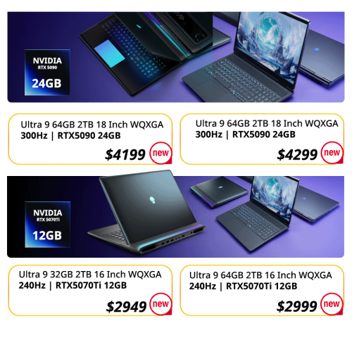 💛 U9 64GB 2TB 18" RTX5090  Price : 4699 >> $4199 (new )