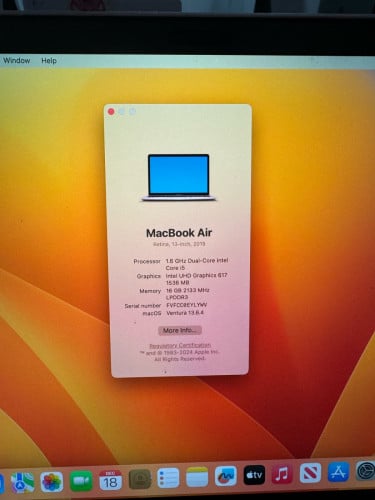 MacBook Air 2019 core i5 Ram16G 1T