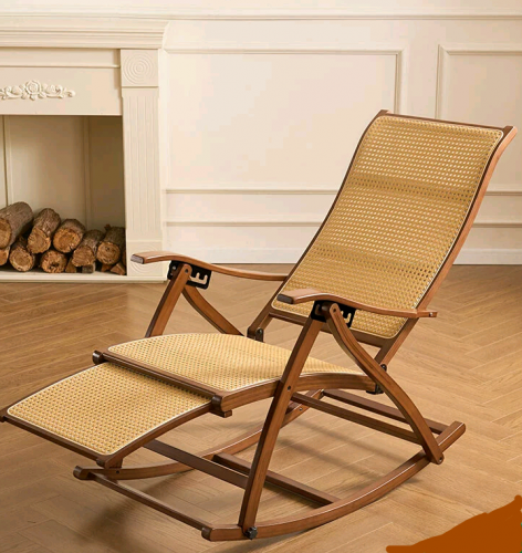 Rocking Chair/Recliner for Adults, Rattan Weaving, Nap Chair with Backrest
