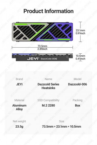 JEYi Dazzcold M.2 SSD Heatsink 2280 NVME