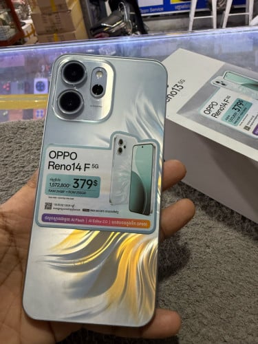Oppo Reno14F 5G Ram12G Memory256G 98% ក្រុមហ៊ុនសុីមពីរ មានប្រអប់ឆ្នាំងសាក
