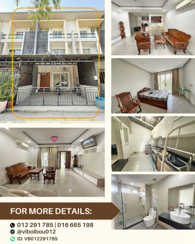 Townhouse 4 Bedrooms for RENT near CHIP MONG Mall_Sen Sok