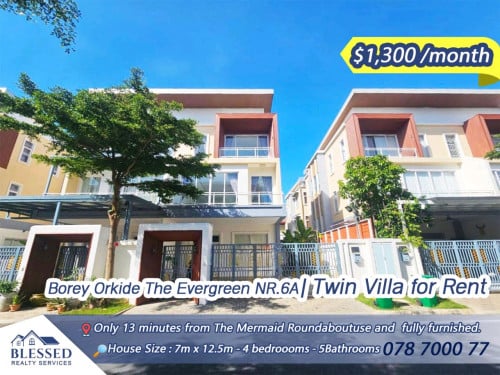 Borey Orkide The Evergreen NR.6A 🏠 Twin Villa for Rent 🏠