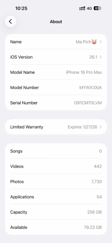 iPhone 16 pro max 256 X/A នៅស្អាត ស្ទឺដូចរូប