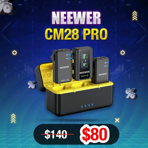 NEEWER CM28 Pro Wireless Lavalier Microphone | Dual Mic, 4GB Recording, Noise Cancel