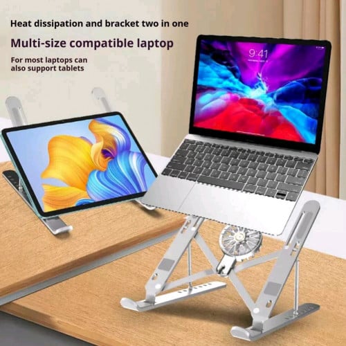 Tablet Stand Portable Laptop Stand with Fan Adjustable Height