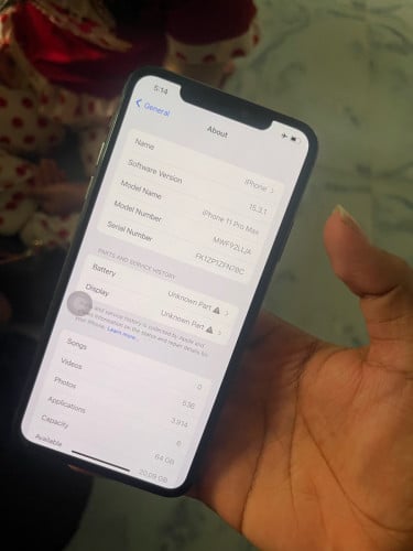 185$ 11 pro max ថ្ម/អេក្រង់ ធ្លាប់ប្តូរហ្សីន 64G