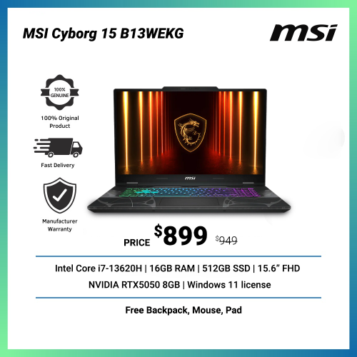 MSI Cyborg 15 B13WEKG-621KHNN $999 >> $899