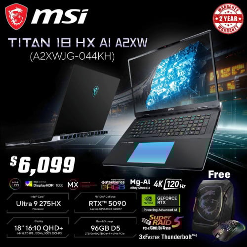 MSI Titan 18HX AI A2XWJG  $5,799 >> $5399