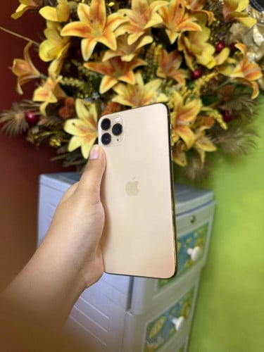 លក់ទូរស័ព្ទ I phone 11pro max ពណ៌ Gold សំណុំសុីន