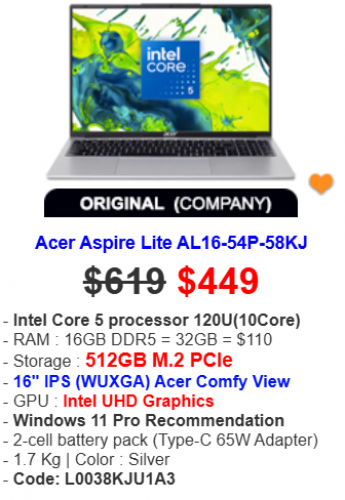 Acer Aspire Lite AL16-54P-58KJ