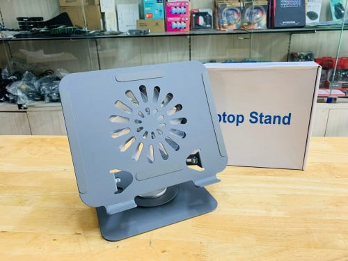 Laptop Stand Metal 360 Rotate (Single LED Fan) មានការធានា1ខែ ពេញ អីវ៉ាន់មាននៅក្នុងស្តុក 📩