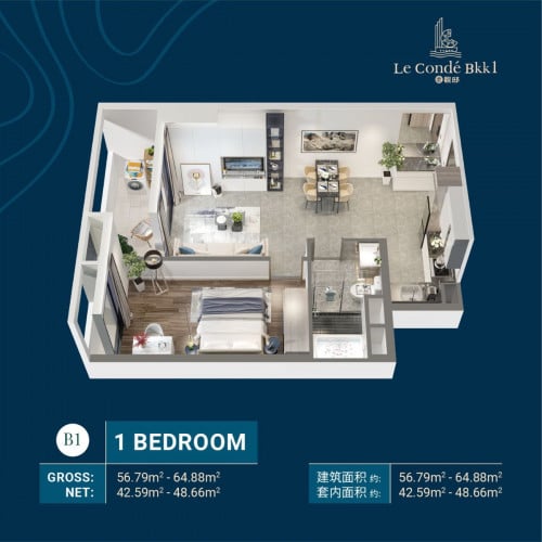 Resale 1 Bedroom Leconde BKK1 (Floor 39)