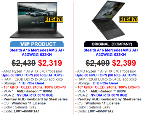 Stealth A16 MercedesAMG AI+ A3XWGG Price : $2,499 > $2,399 >> $2,339