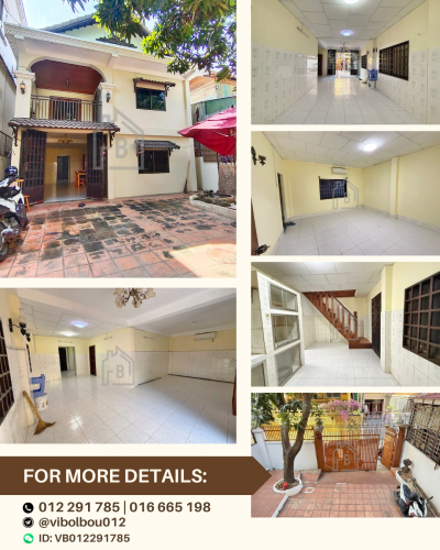 Townhouse 4 Rooms for RENT west of Russian Market_Boeng Tompun Area