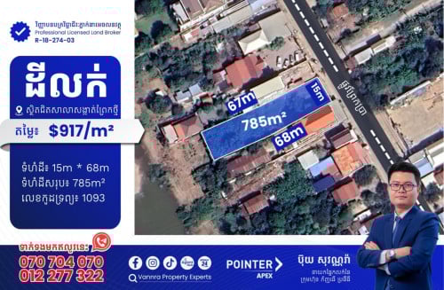 ដីលក់នៅជិតសាលាសង្កាត់ព្រែកថ្មី