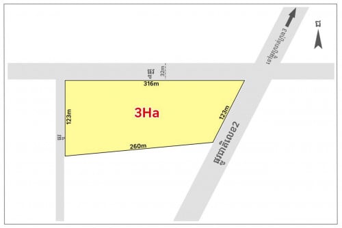 ដីកែងលក់ ផ្លូវជាតិលេខ2 កែងផ្លូវ32m តំបន់ព្រលានថ្មី