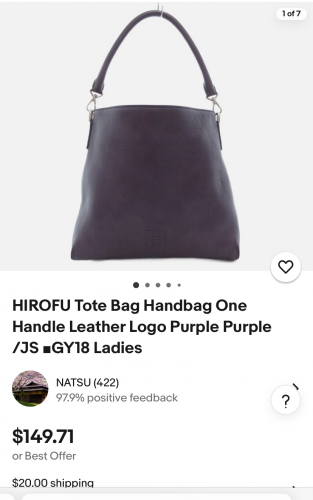 HIROFU Tote bag Handbag One black color made in Italy