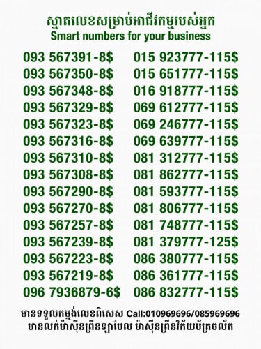 លេខពិសេសសម្រាប់អាជីវកម្ម