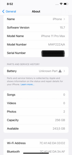 11 Pro Max 256GB មួយទឹកស្អាត សំណុំសុីន