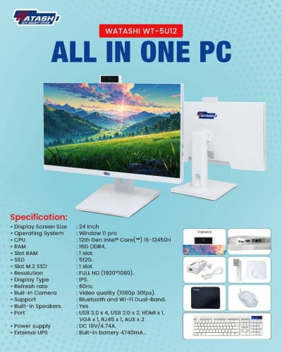 All in one PC Brand Watashi WT-5U12 ធានា1ឆ្នាំពេញ ឥវ៉ានមាននៅក្នុងស្តុកគ្រប់មុខបងៗ អាចដាក់កម្ម៉ងបាន✅