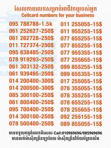 Cellcard លេខសម្រាប់អាជីវកម្ម