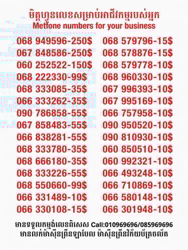 Metfone លេខសម្រាប់អាជីវកម្ម