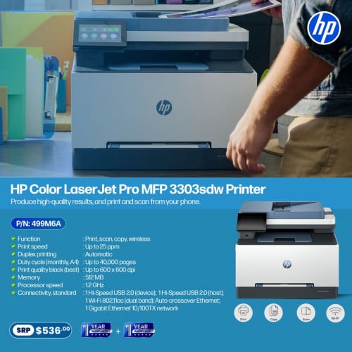 HP color laser jet pro MFP3303sdw printer