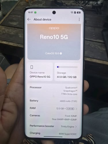 Oppo Reno 10 5G CH ram12/512G មានឆ្នាំងសាក 80w ស៊ីន
