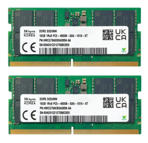 SK hynix DDR5 32GB 4800MHz (16GB *2) = 230$ (laptop ram)