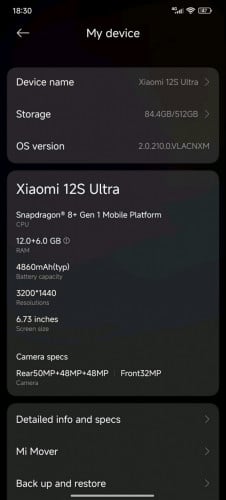 Xiaomi 12s ultra version Chinese ram12+12 512G