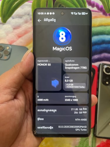 honor 50 ram8+2 256gអត់​កាមេរ៉ា​មុខ​ក្រោយ​ម៉ាស៊ីន​ខ្លាំង​ណាស់​ម៉ូយ60$
