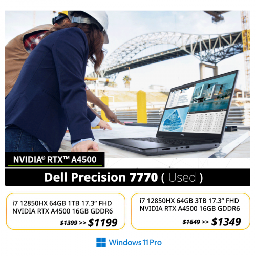 💥 Precision 7770 Workstation | Core i7 64GB 3TB 17" RTX A4500 16GB