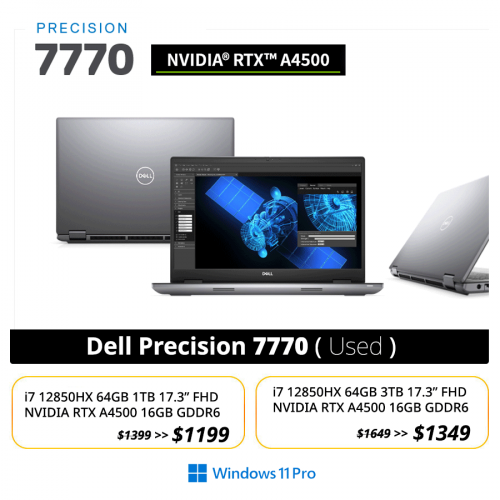 Dell Precision 7770 Workstation | Core i7 64GB 1TB 17 Inch RTX A4500 16GB