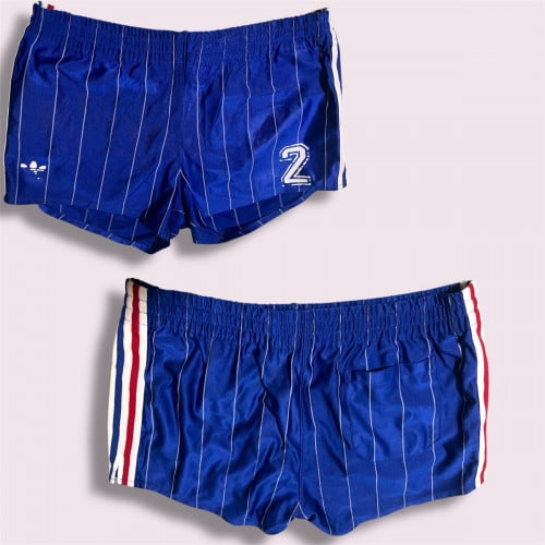VINTAGE 80’sADIDAS SHORTS GLANZ FOOTBALL SOCCER MENS SPRINTER POLYAMID BLUE Made in 🇩🇪 GERMANY