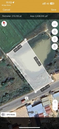 ដីលក់ជាប់ផ្លូវជាតិ​ពីរបង្វង់មូល​ថ្នល់កែង1kg ផ្លូវ6A មកព្រែកក្តាម