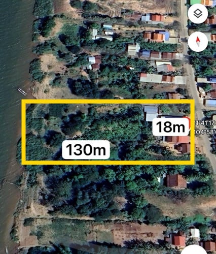 ដីលក់ជាមាត់ប់ទន្លេរ ទំហំ 18m x 130m