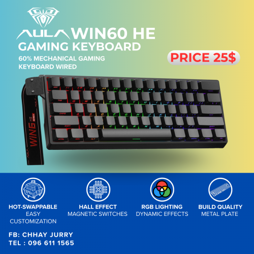 Aula WIN60HE Wired Magnetic Keyboard 25$