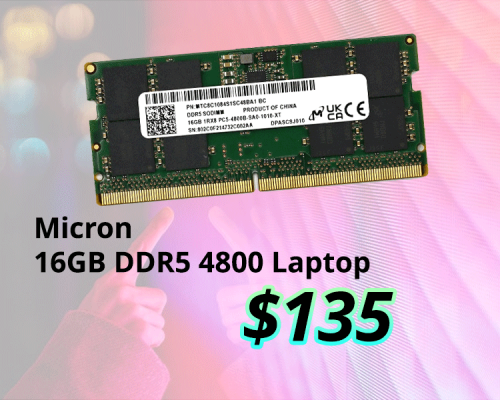 Micron 16GB DDR5 4800 MHz, RAM laptop