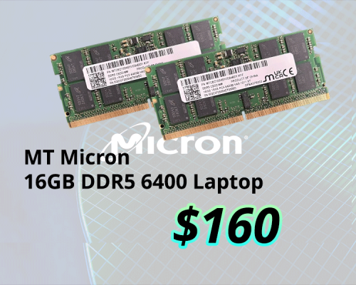 MT Micron 16GB DDR5 6400MHz Laptop  CSODIMM RAM 1Rx8 PC5-6400B