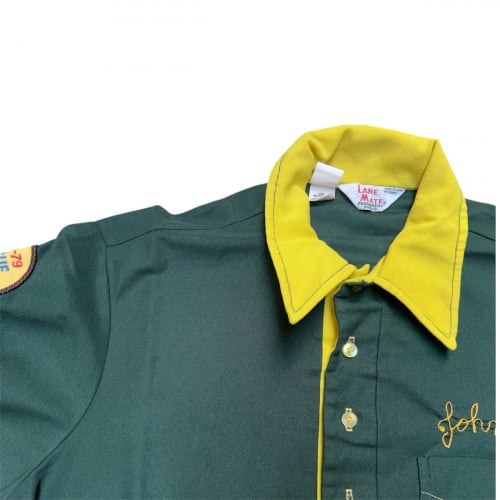 VINTAGE 70'S LANE MATE BOWLING SHIRTS MUSTARDMade in USA 🇺🇸 Size L Kg 75ចុះ