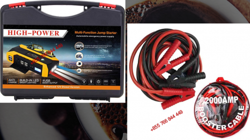 ខ្សែកូវ 2000AMP Heavy Duty Battery Jump Leads Booster Cables និង អាគុយកូវ Power Bank 89800mAh