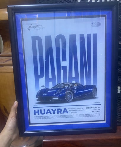 Poster + Frame ទំហំធំខ្នាតA3🖼️ 🏎️🔥Pagani Huayra