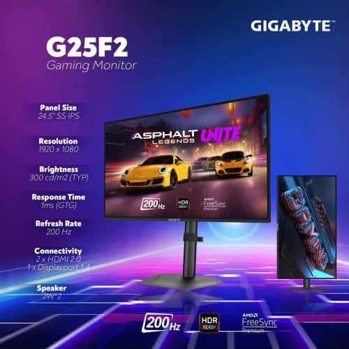 Monitor Brand Gigabyte G25F2 FHD 200Hz Warranty 3year អីវ៉ាន់មាននៅក្នុងស្តុក📩🙏