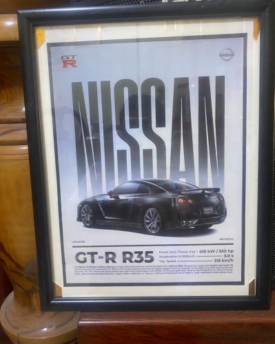 Poster + Frame ទំហំធំខ្នាតA3🖼️ 🏎️🔥Nissan GT-R R35