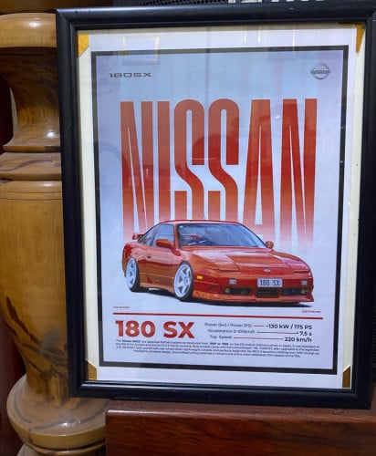 Poster + Frame ទំហំធំខ្នាតA3🖼️ 🏎️🔥Nissan 180 SX