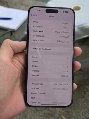 iPhone 15Pro Max ZA Sim2 512G