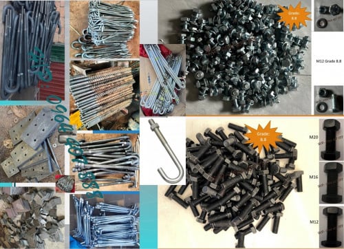 ប៊ូឡុងខ្មៅ ស ដែកសន្លឹក Anchor bolt, steel plate