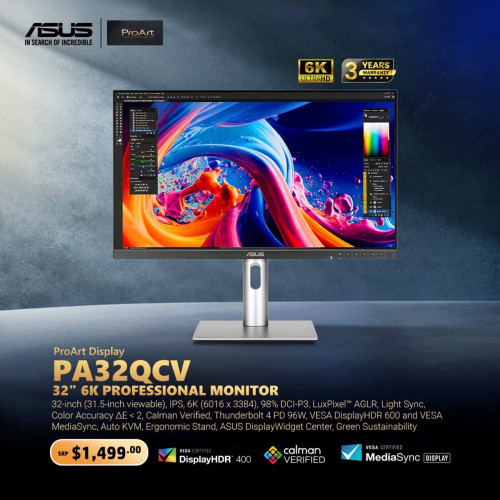 ✨ ASUS ProArt Display 6K PA32QCV – Professional