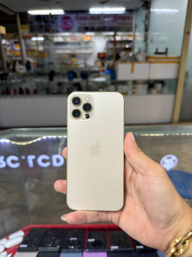 iPhone 12 Pro Gold J/A HD128GB Phone Condition 99% 🔋81% , ដូរអេក្រង់ពីក្រុមហ៊ុន , Bypass WiFi Only